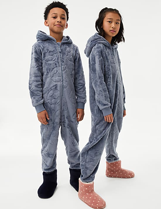 Pijama con capucha de una pieza polar de f&uacute;tbol (6-16 a&ntilde;os)