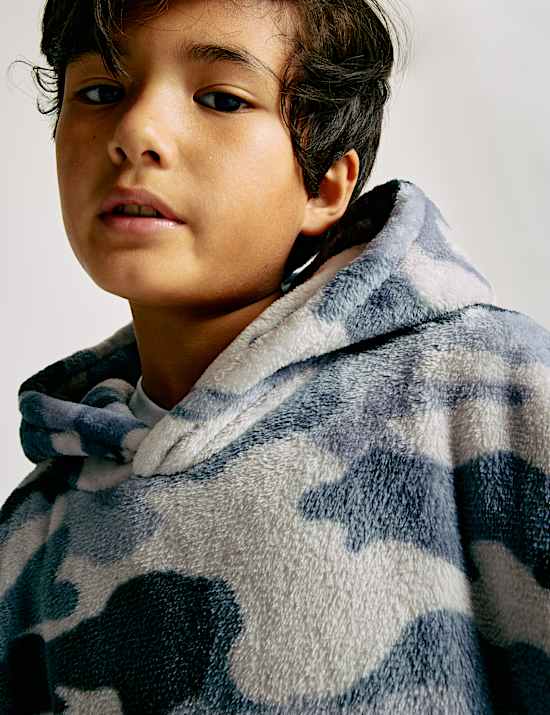Sweat à capuche coupe extra-large en polaire à motif camouflage (du 3 au 16 ans)