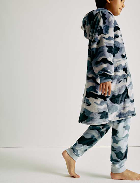 Sweat à capuche coupe extra-large en polaire à motif camouflage (du 3 au 16 ans)