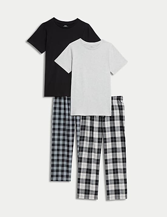 2pk Pure Cotton Checked Pyjama Sets (3-16 Yrs)