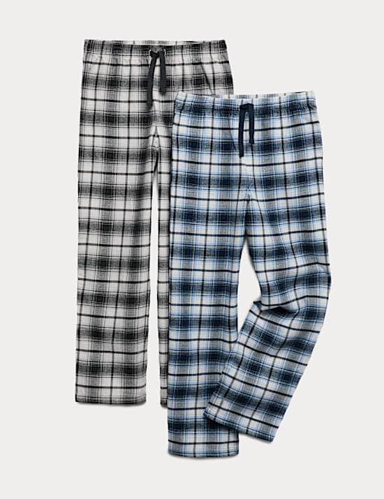 2pk Pure Cotton Checked Pyjama Bottoms (6-16 Yrs)
