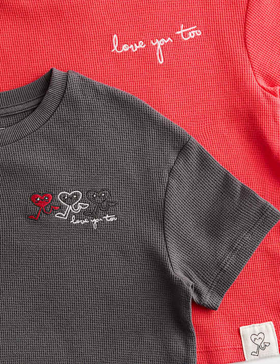 2 Pack Pure Cotton Heart Shortie Pyjama Sets (1-8 Years)