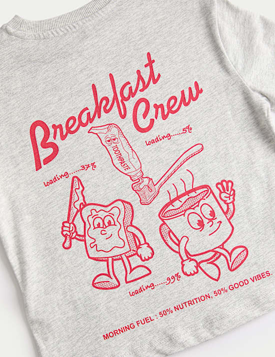 Pure Cotton Breakfast Graphic Pyjamas (3-16 Years)