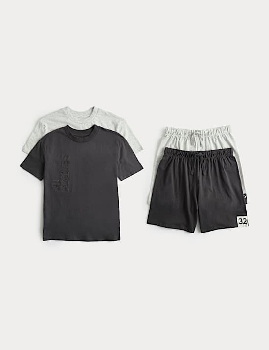 Kids 2 Pack Pure Cotton Pyjama Sets (6-16 Yrs)