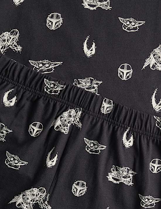 Kids&rsquo; Pure Cotton Disney Mandalorian&trade; Short Pyjamas (6-16 Yrs)