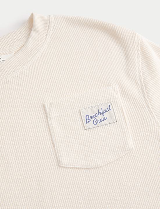 Waffle Breakfast Crew Slogan Pyjama Top (6-16 Years)