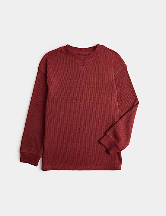 Haut de pyjama &agrave; col rond et motif gaufr&eacute; (du 6 au 16 ans)