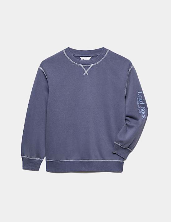 Pull en coton &agrave; col rond, aspect d&eacute;lav&eacute; &agrave; l&rsquo;acide (du 6 au 16 ans)