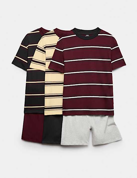 3 Pack Striped Short Pyjama Sets (6-16 Yrs)