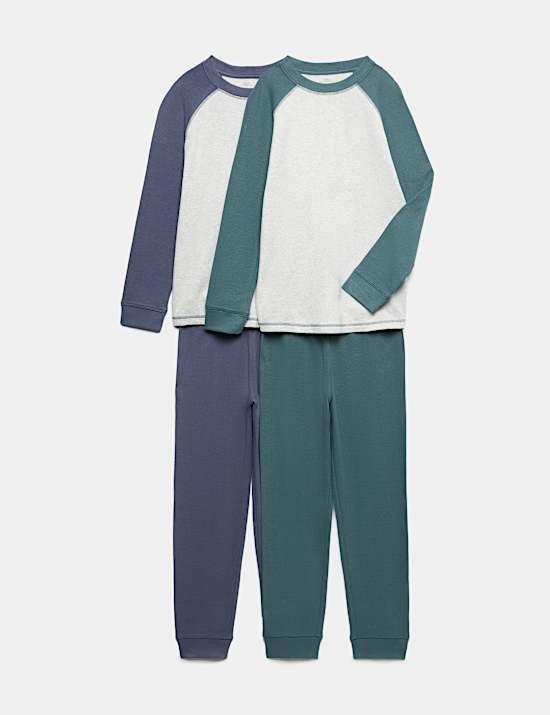 Lot de 2 ensembles pyjamas raglan en jersey (du 6 au 16 ans)