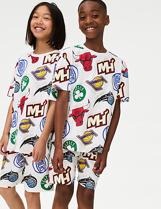 Puur katoenen NBA-pyjama met print (6-16 jaar)