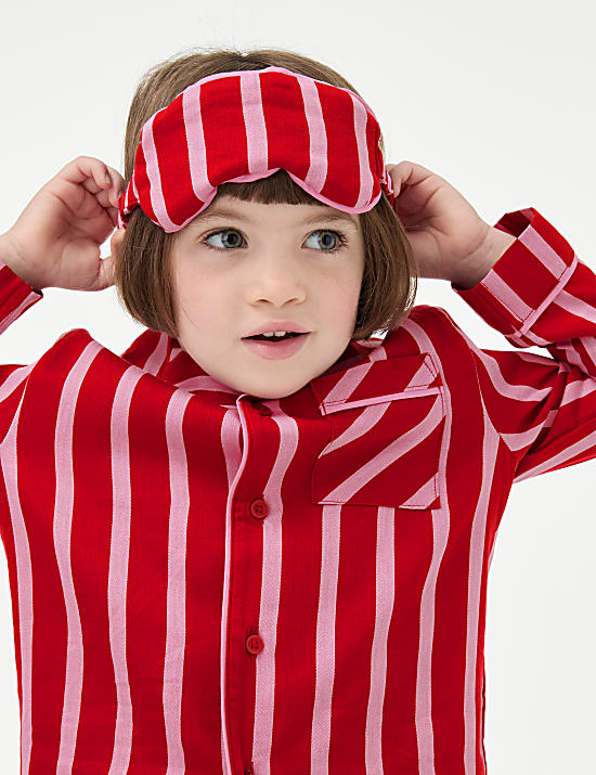 Set Piyama Natal Keluarga Motif Garis Permen untuk Anak-Anak (1-16 Tahun)