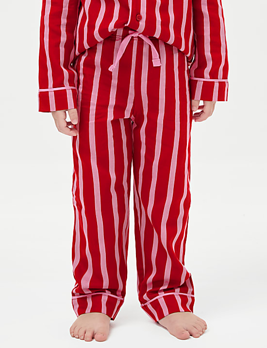 Set Piyama Natal Keluarga Motif Garis Permen untuk Anak-Anak (1-16 Tahun)