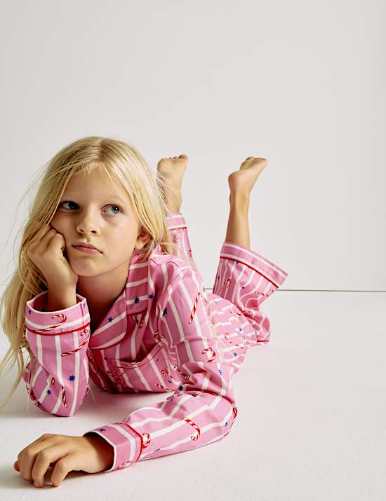 Pure Cotton Candy Cane Family Christmas Pyjamas (1-16 Yrs)