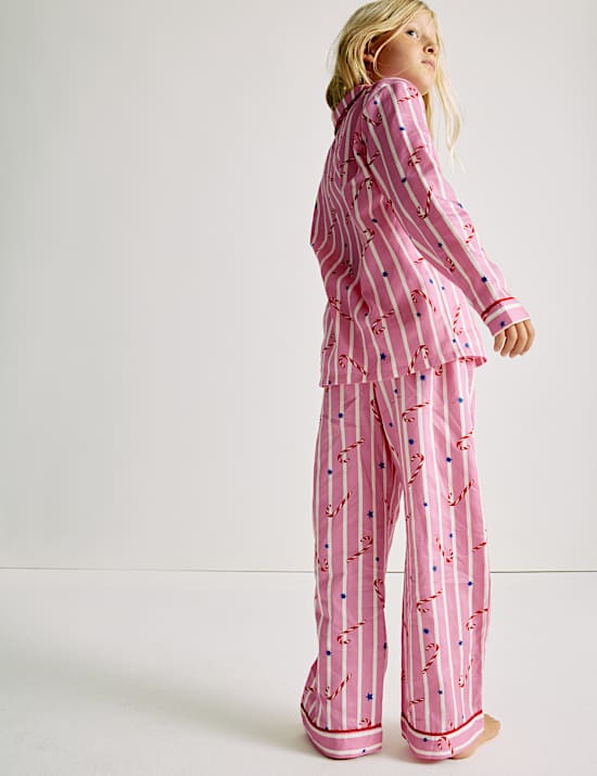 Pure Cotton Candy Cane Family Christmas Pyjamas (1-16 Yrs)