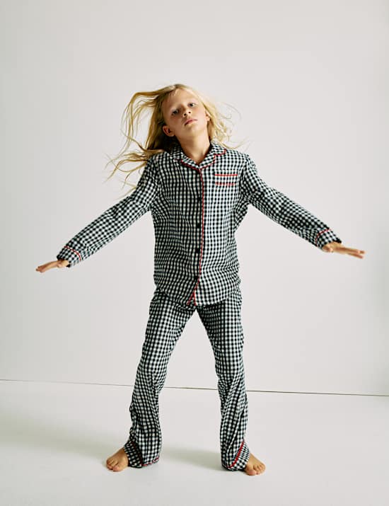 Pure Cotton Family Christmas Gingham Pyjamas (1-16 Yrs)