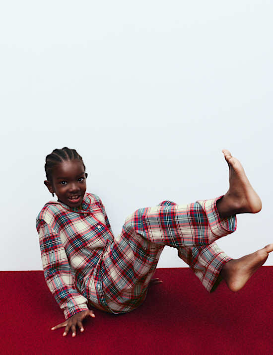 Pyjama de Noël 100 % coton à carreaux (du 1 au 16 ans)