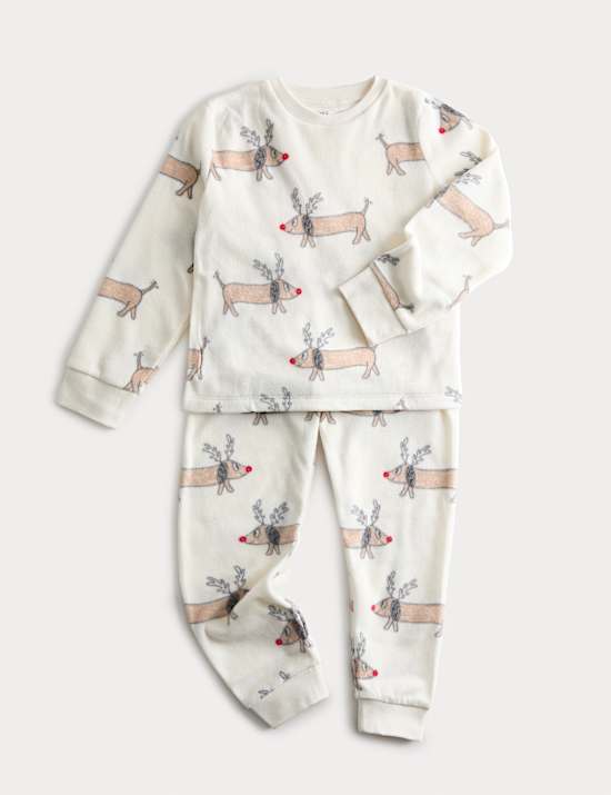 Kids' Fleece Dog Graphic Pyjamas (12-16Yrs)