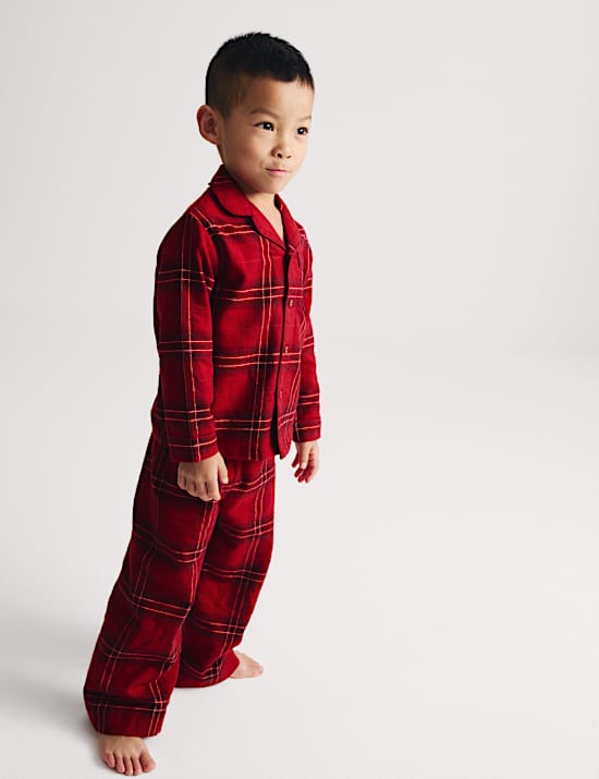 Pure Cotton Check Christmas Family Pyjamas (1-16 Yrs)