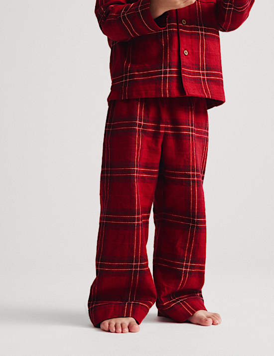 Pure Cotton Check Christmas Family Pyjamas (1-16 Yrs)