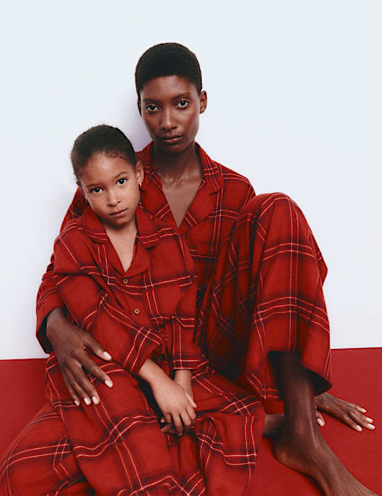 Pure Cotton Check Christmas Family Pyjamas (1-16 Yrs)