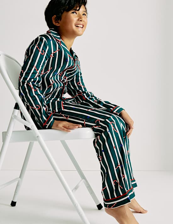 Pure Cotton Candy Cane Family Christmas Pyjamas (1-16 Yrs)