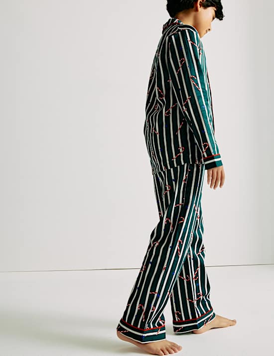 Pure Cotton Candy Cane Family Christmas Pyjamas (1-16 Yrs)