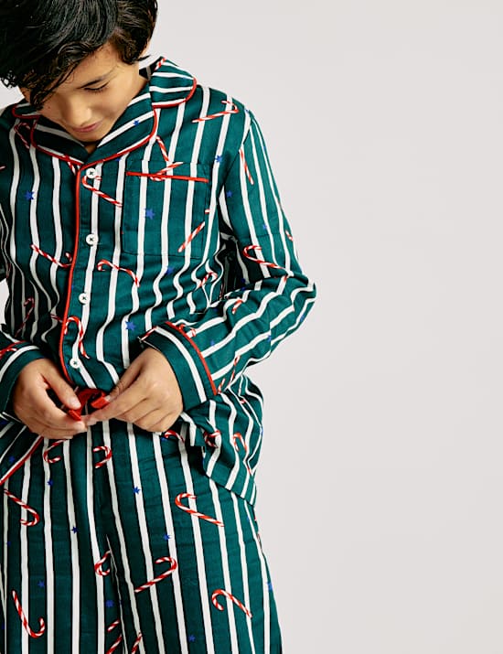 Pure Cotton Candy Cane Family Christmas Pyjamas (1-16 Yrs)