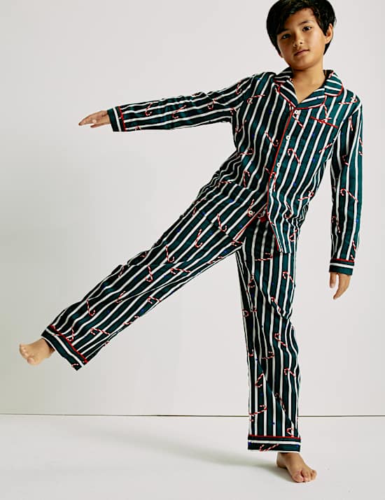 Pure Cotton Candy Cane Family Christmas Pyjamas (1-16 Yrs)