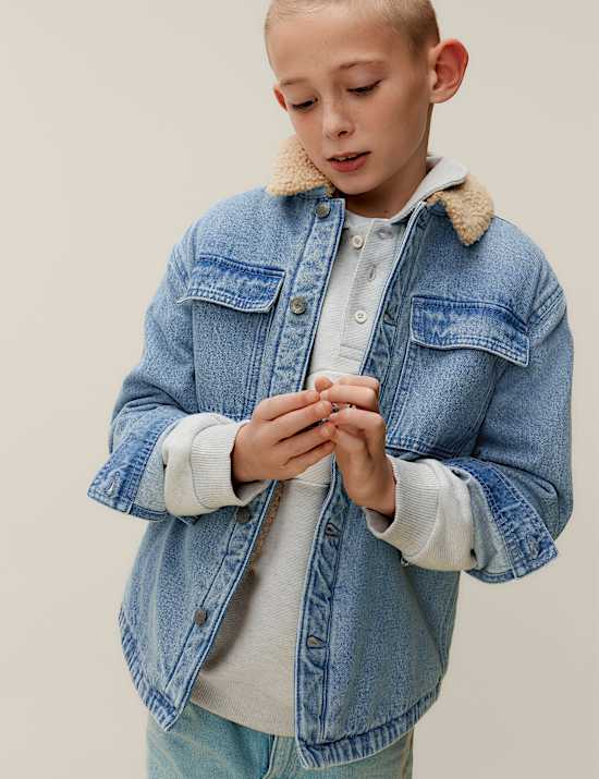 Denim Borg Lined Shacket (2-16 Yrs)
