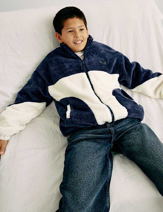 Borg Colour Block Coat (6-16 Yrs)