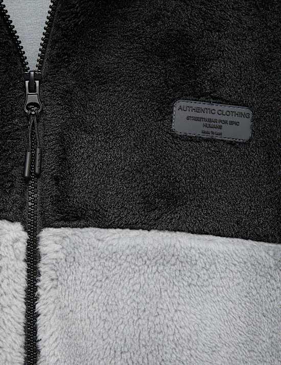 Borg Colour Block Coat (6-16 Yrs)