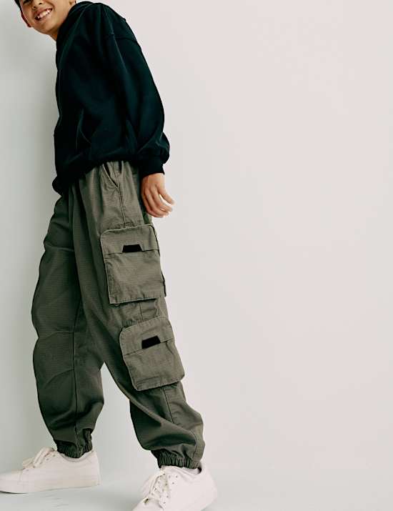 Pantalon cargo 100 % coton ind&eacute;chirable (du 6 au 16 ans)