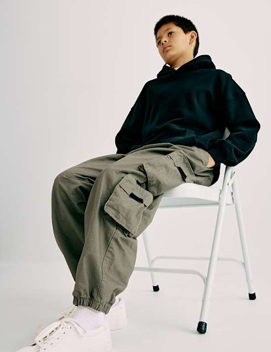 Pantalon cargo 100 % coton ind&eacute;chirable (du 6 au 16 ans)