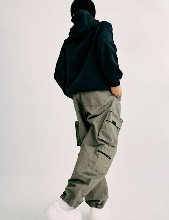 Pantalon cargo 100 % coton ind&eacute;chirable (du 6 au 16 ans)