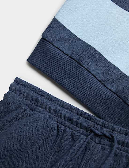 Pure Cotton Rugby Top & Shorts Set (6-16 Yrs)