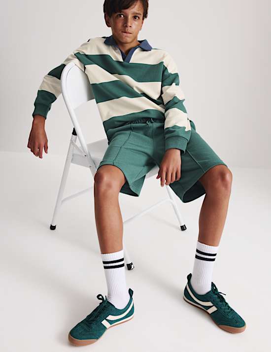 Pure Cotton Rugby Top & Shorts Set (6-16 Yrs)