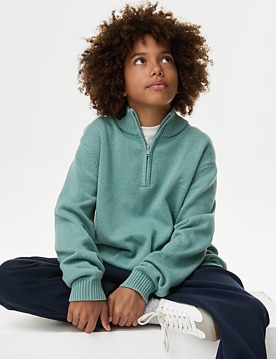Half Zip Knitted Jumper (6-16 Yrs)