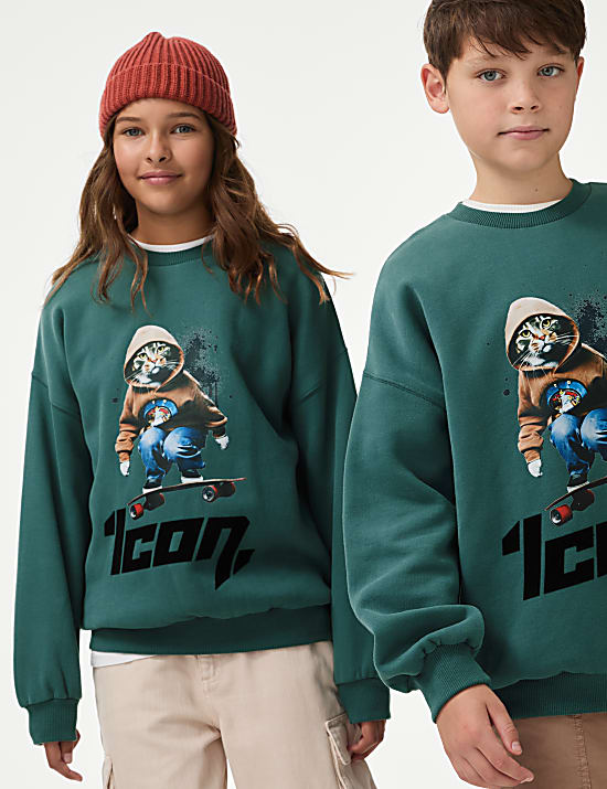 Cotton Rich Icon Skate Print Sweatshirt (6-16 Yrs)