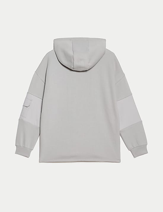 Katoenrijke hoodie met halve rits (2-16 jaar)