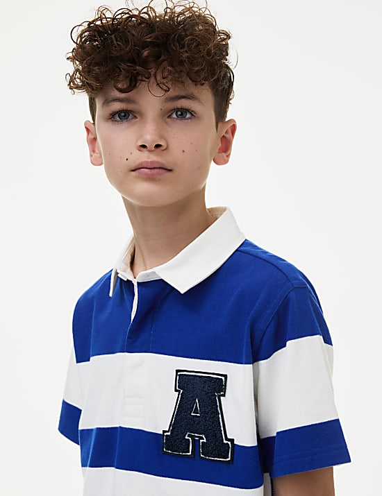 Pure Cotton Logo Rugby Shirt (6-16 Yrs)