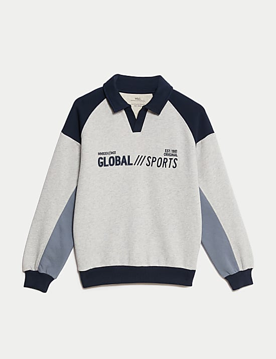 Sweat sport en coton avec texte (du 6 au 16 ans)