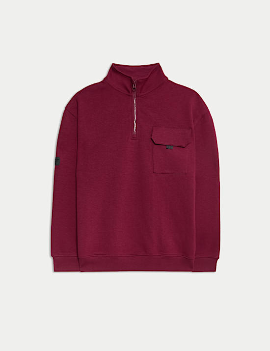 Cotton Rich Funnel Neck Half Zip Sweatshirt (6-16 Yrs)