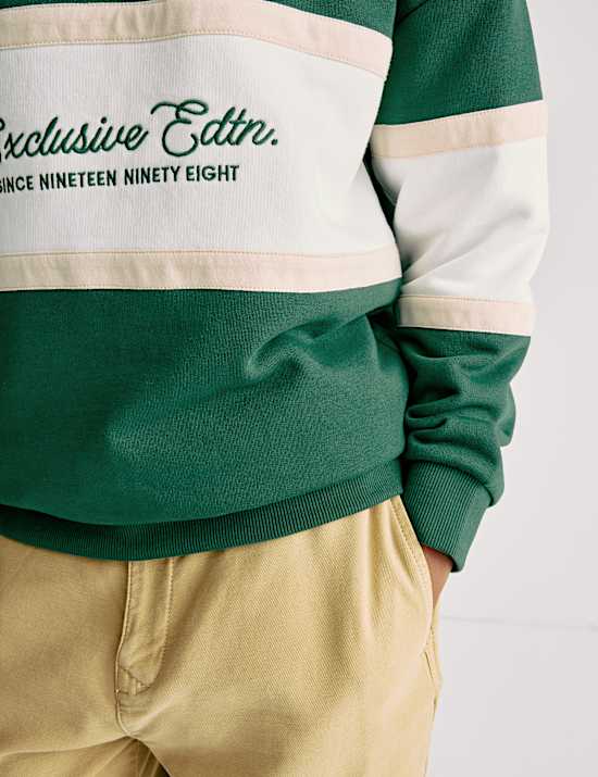 Cotton Rich Colour Block Rugby Top (6-16 Yrs)