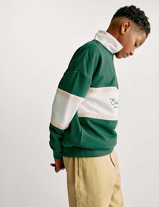 Cotton Rich Colour Block Rugby Top (6-16 Yrs)