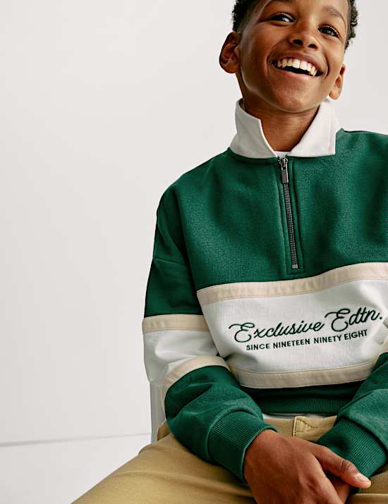 Cotton Rich Colour Block Rugby Top (6-16 Yrs)