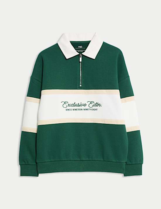 Cotton Rich Colour Block Rugby Top (6-16 Yrs)