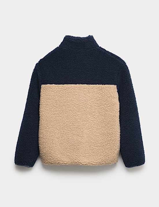 Colour Block Zip Borg Jacket (6-16 Yrs)