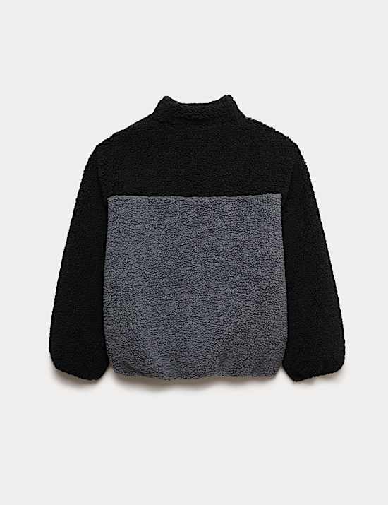 Colour Block Zip Borg Jacket (6-16 Yrs)