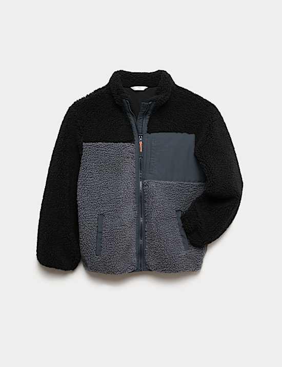 Colour Block Zip Borg Jacket (6-16 Yrs)